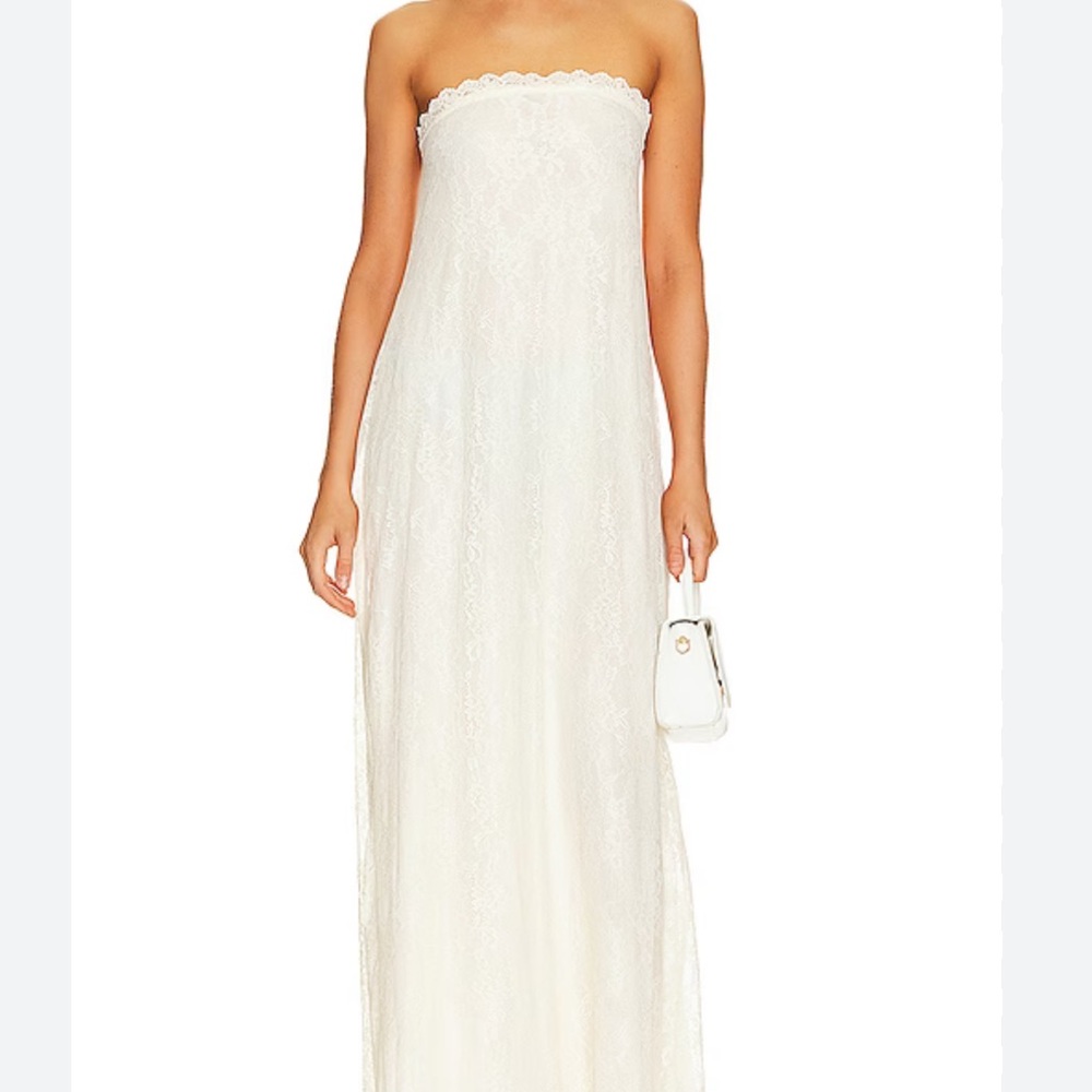 WeWoreWhat Strapless Lace Maxi